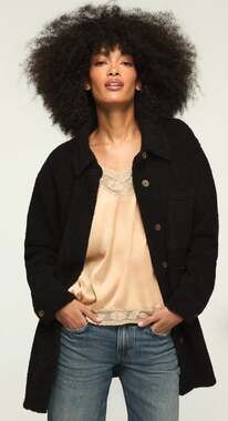 Lucky Brand Oversized Shirt Jacket Black Relax Women's XL